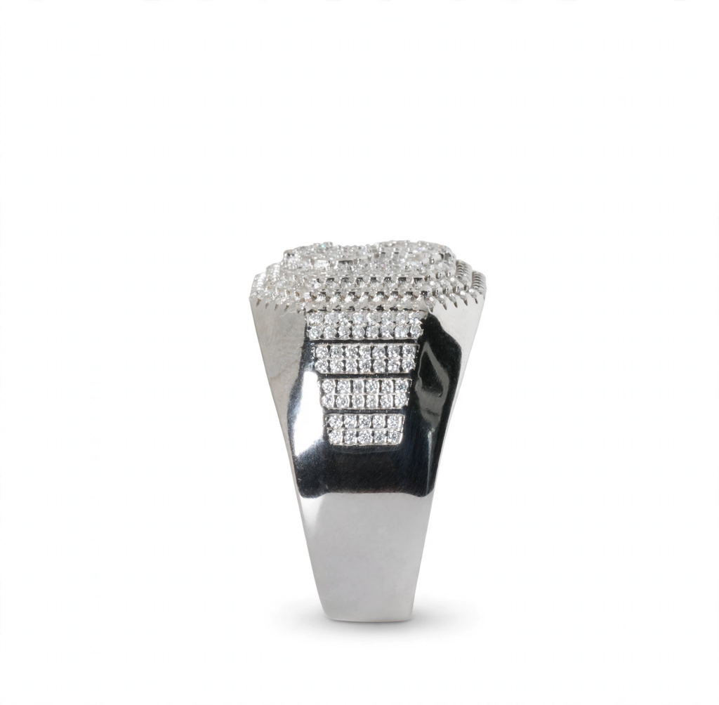 Men's 925 Sterling Silver Moissanite Pavé Initial S Statement Ring 1.58ct Size 13 (4)