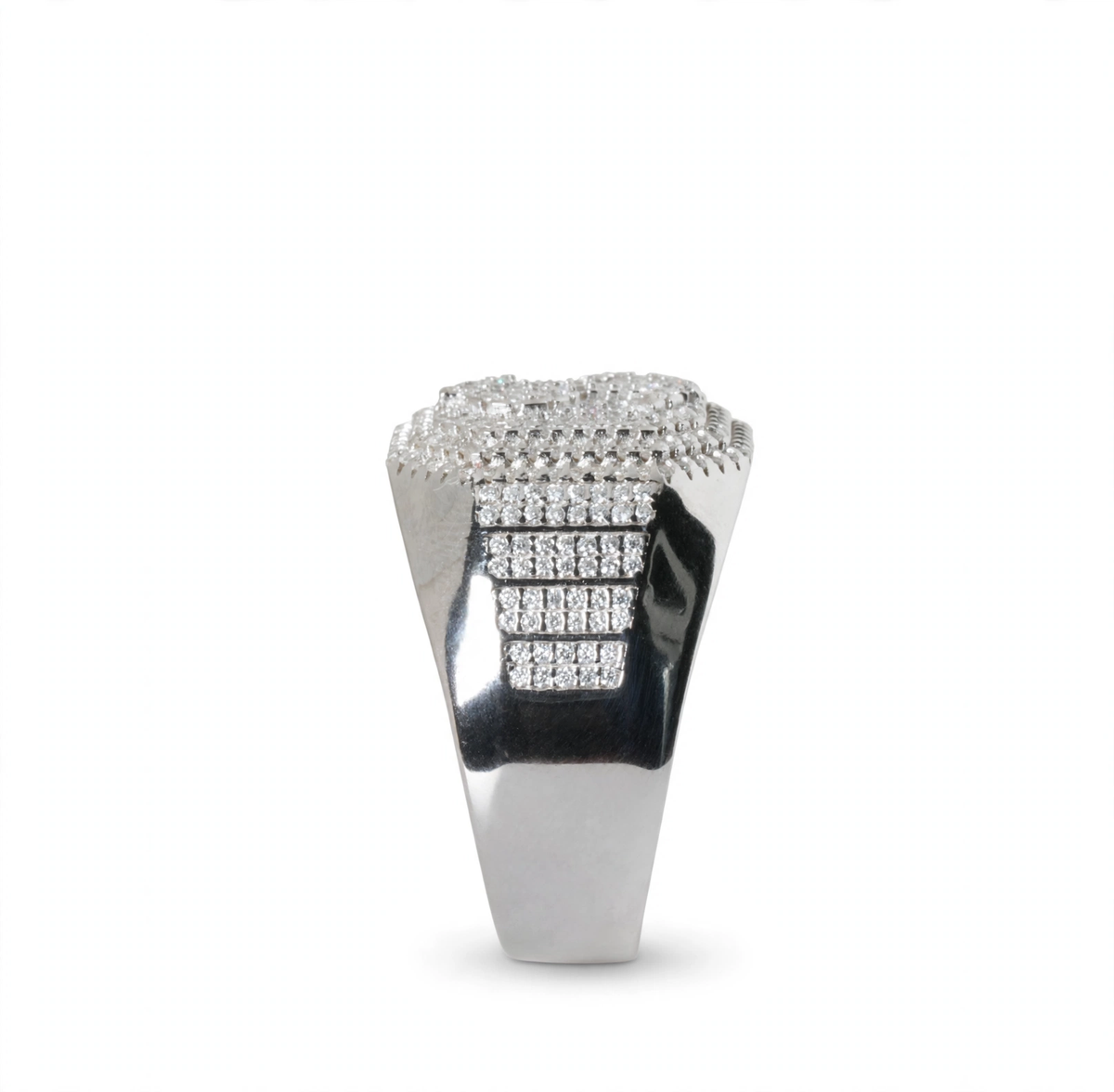 Men's 925 Sterling Silver Moissanite Pavé Initial S Statement Ring 1.58ct Size 13 (4)