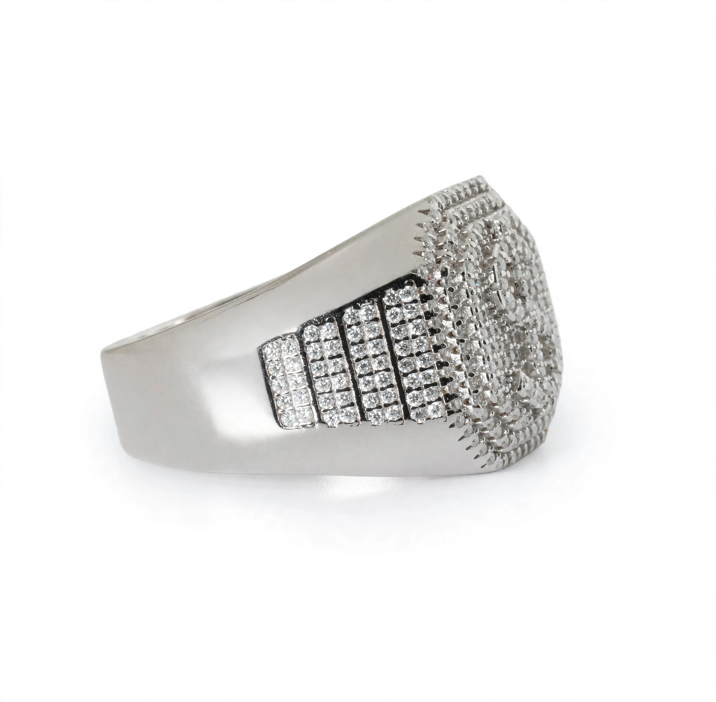 Men's 925 Sterling Silver Moissanite Pavé Initial S Statement Ring 1.58ct Size 13 (5)