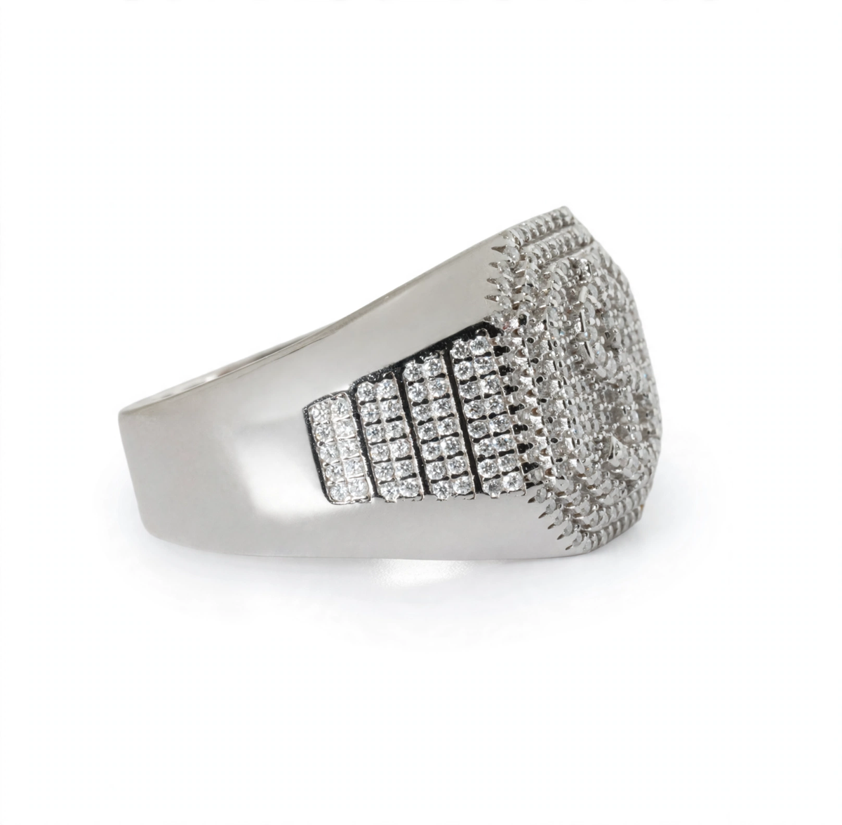 Men's 925 Sterling Silver Moissanite Pavé Initial S Statement Ring 1.58ct Size 13 (5)