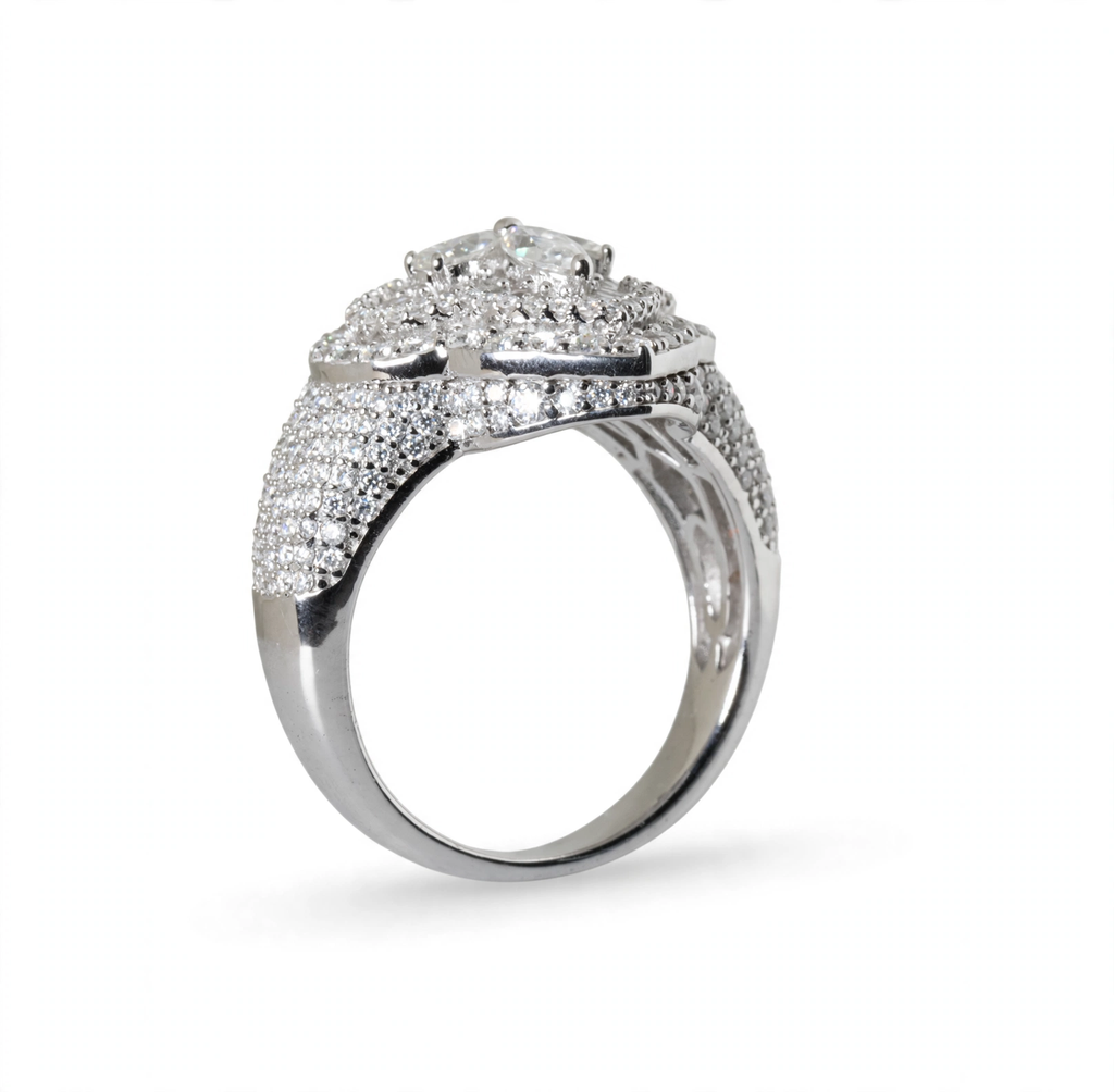 Floral Cluster Moissanite Ring in 925 Sterling Silver, 5.00ct Marquise and Round Accents (2)
