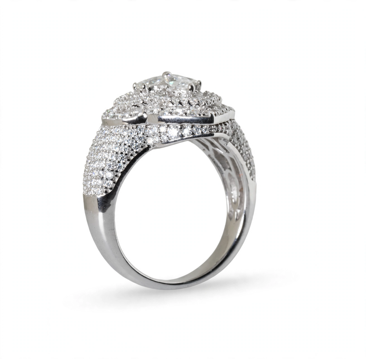 Floral Cluster Moissanite Ring in 925 Sterling Silver, 5.00ct Marquise and Round Accents (2)