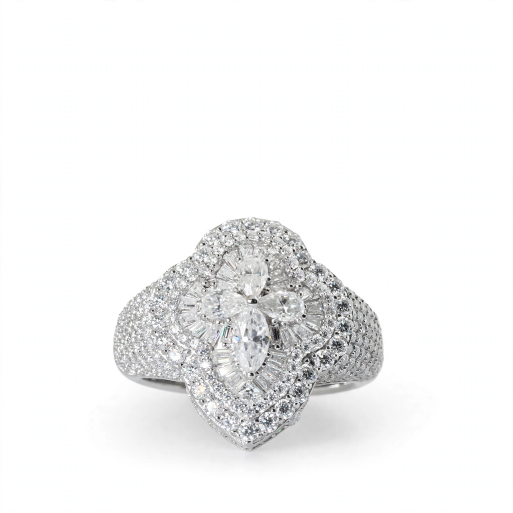 Floral Cluster Moissanite Ring in 925 Sterling Silver, 5.00ct Marquise and Round Accents (3)