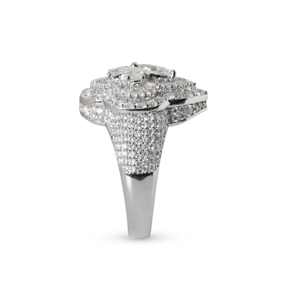 Floral Cluster Moissanite Ring in 925 Sterling Silver, 5.00ct Marquise and Round Accents (4)