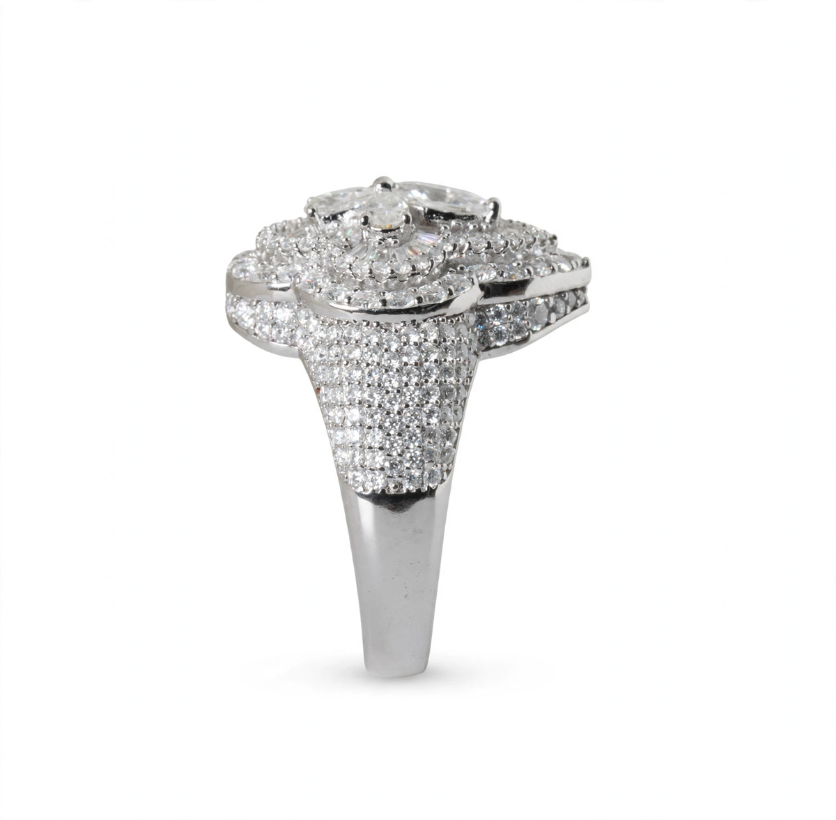 Floral Cluster Moissanite Ring in 925 Sterling Silver, 5.00ct Marquise and Round Accents (4)