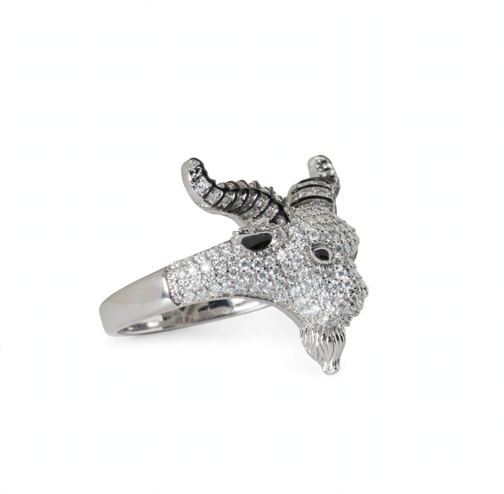 925 Sterling Silver Pave Moissanite Goat Head Statement Ring 4.0ct (2)