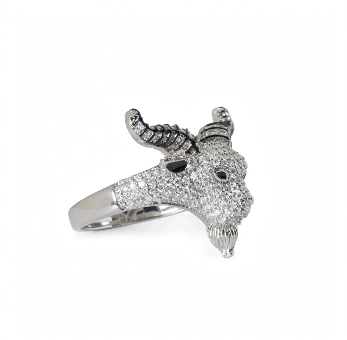 925 Sterling Silver Pave Moissanite Goat Head Statement Ring 4.0ct (2)