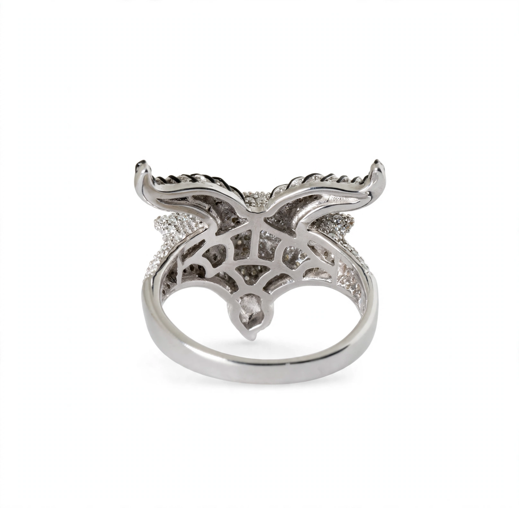 925 Sterling Silver Pave Moissanite Goat Head Statement Ring 4.0ct (4)