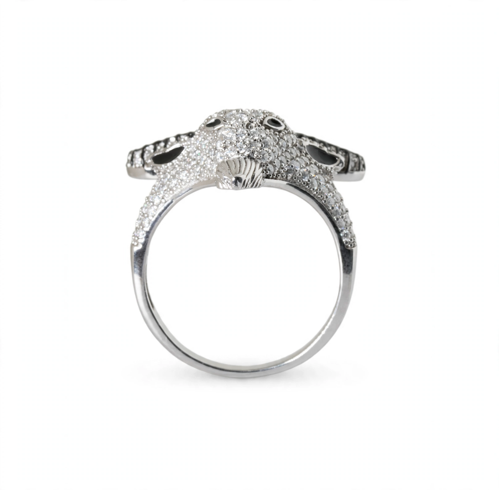 925 Sterling Silver Pave Moissanite Goat Head Statement Ring 4.0ct (5)