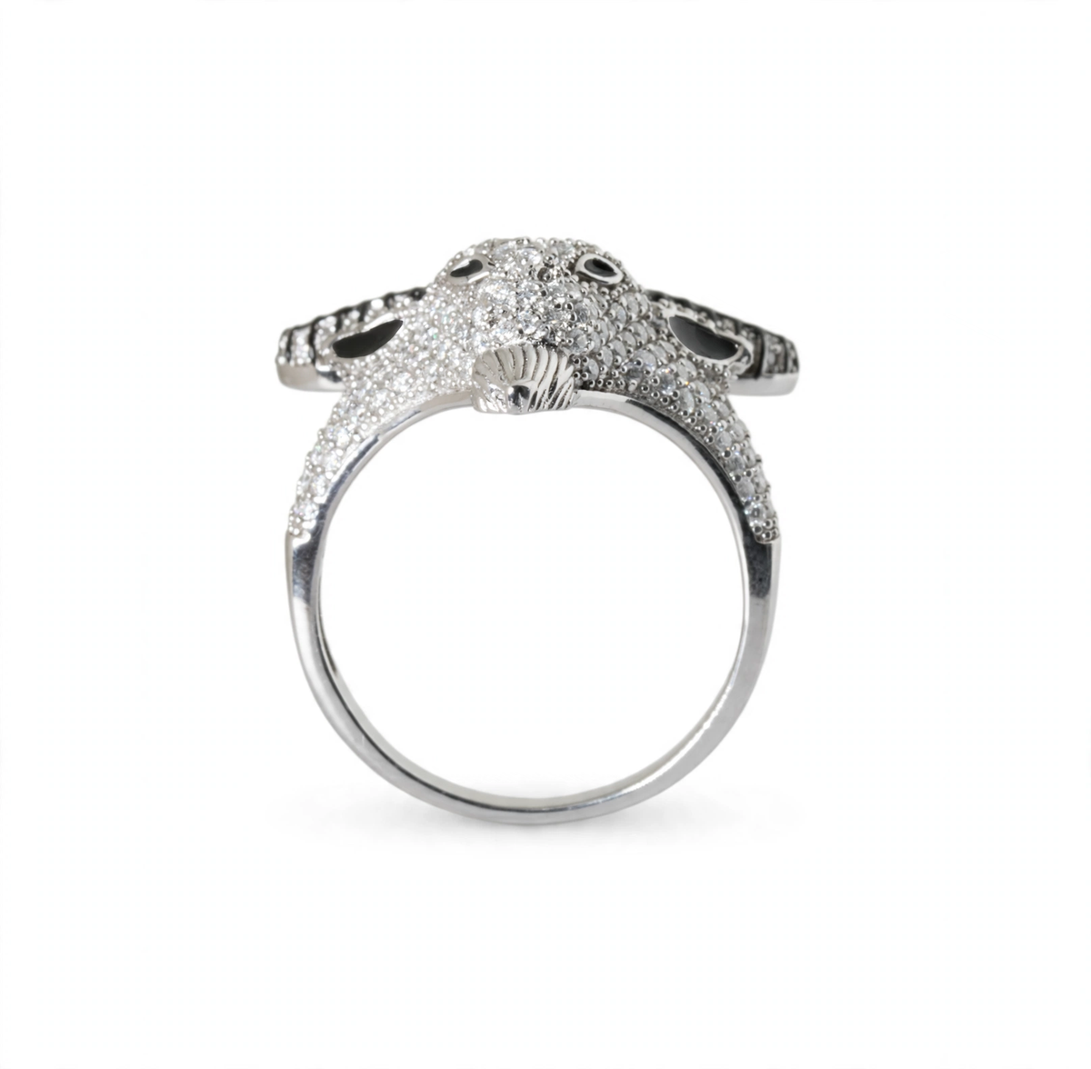 925 Sterling Silver Pave Moissanite Goat Head Statement Ring 4.0ct (5)