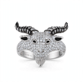 925 Sterling Silver Pave Moissanite Goat Head Statement Ring 4.0ct
