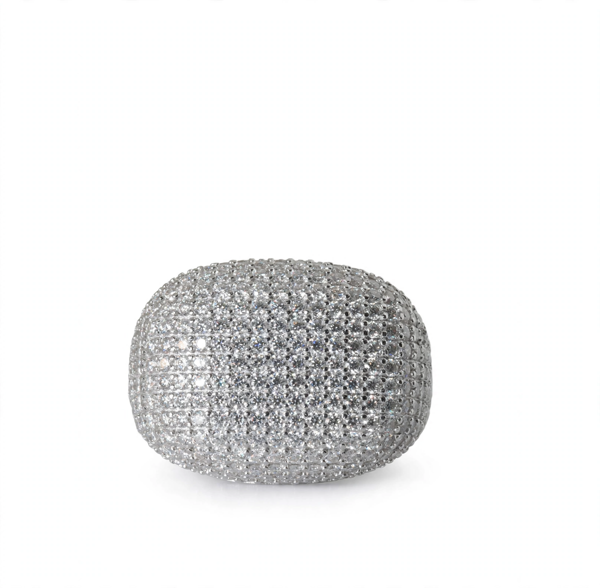 Wide Pave Moissanite Dome Ring in 925 Sterling Silver, 4.0ct