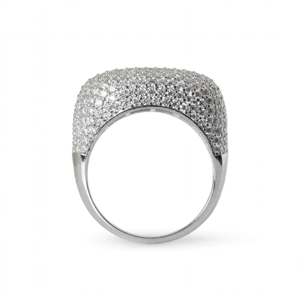 Wide Pave Moissanite Dome Ring in 925 Sterling Silver, 4.0ct (2)