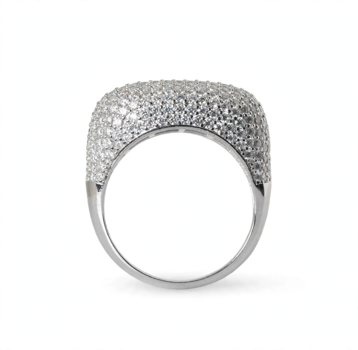 Wide Pave Moissanite Dome Ring in 925 Sterling Silver, 4.0ct (2)