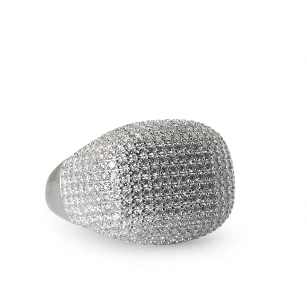 Wide Pave Moissanite Dome Ring in 925 Sterling Silver, 4.0ct (3)