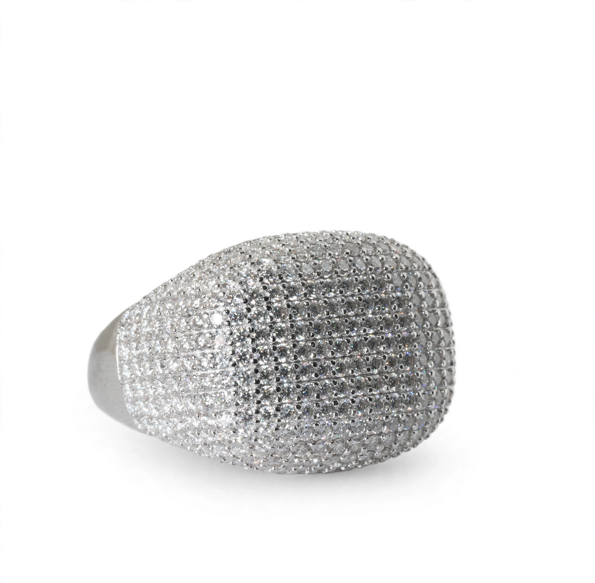 Wide Pave Moissanite Dome Ring in 925 Sterling Silver, 4.0ct (3)