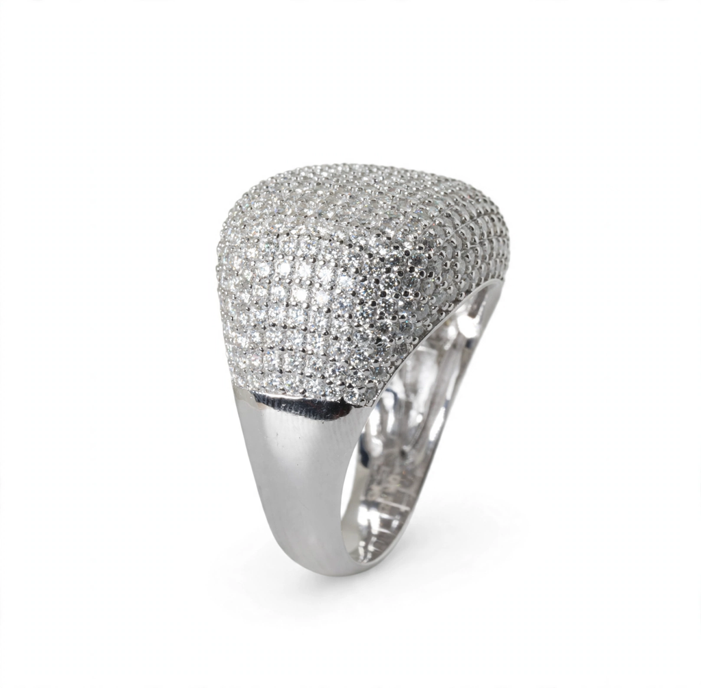 Wide Pave Moissanite Dome Ring in 925 Sterling Silver, 4.0ct (4)