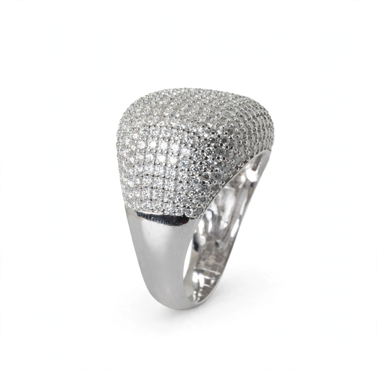 Wide Pave Moissanite Dome Ring in 925 Sterling Silver, 4.0ct (4)