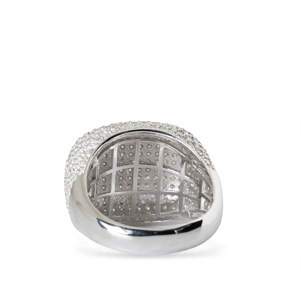 Wide Pave Moissanite Dome Ring in 925 Sterling Silver, 4.0ct (5)