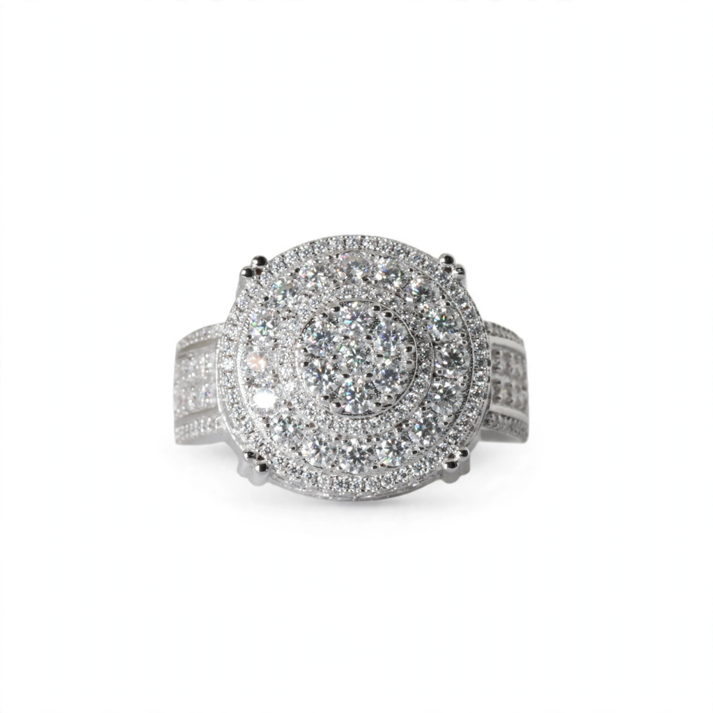 Men's 925 Sterling Silver Round Multi-Row Moissanite Cluster Ring 3.0ct Size 12
