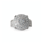 Men's 925 Sterling Silver Round Multi-Row Moissanite Cluster Ring 3.0ct Size 12