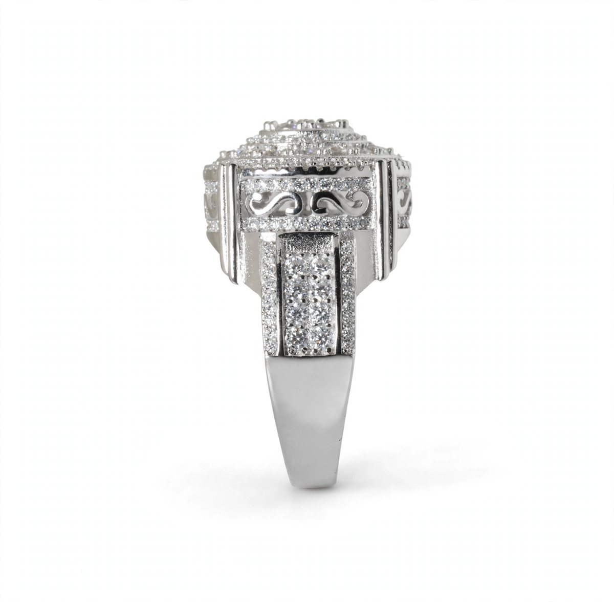 Men's 925 Sterling Silver Round Multi-Row Moissanite Cluster Ring 3.0ct Size 12 (5)