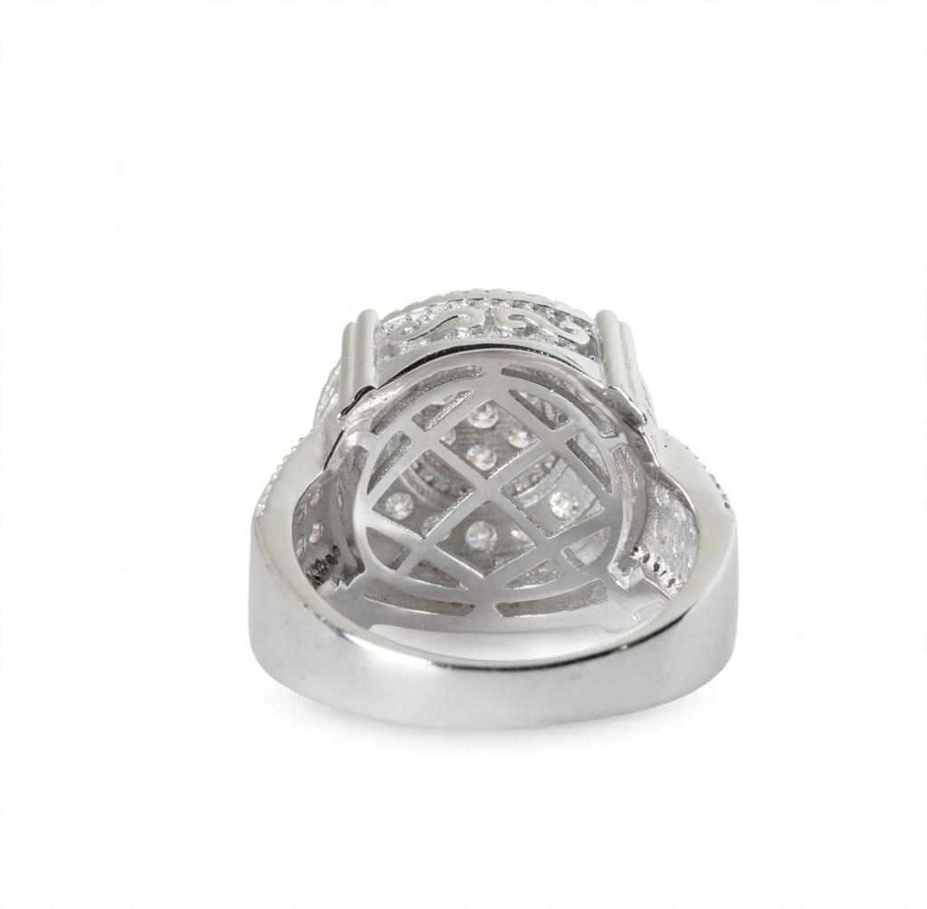 Men's 925 Sterling Silver Round Multi-Row Moissanite Cluster Ring 3.0ct Size 12 (6)