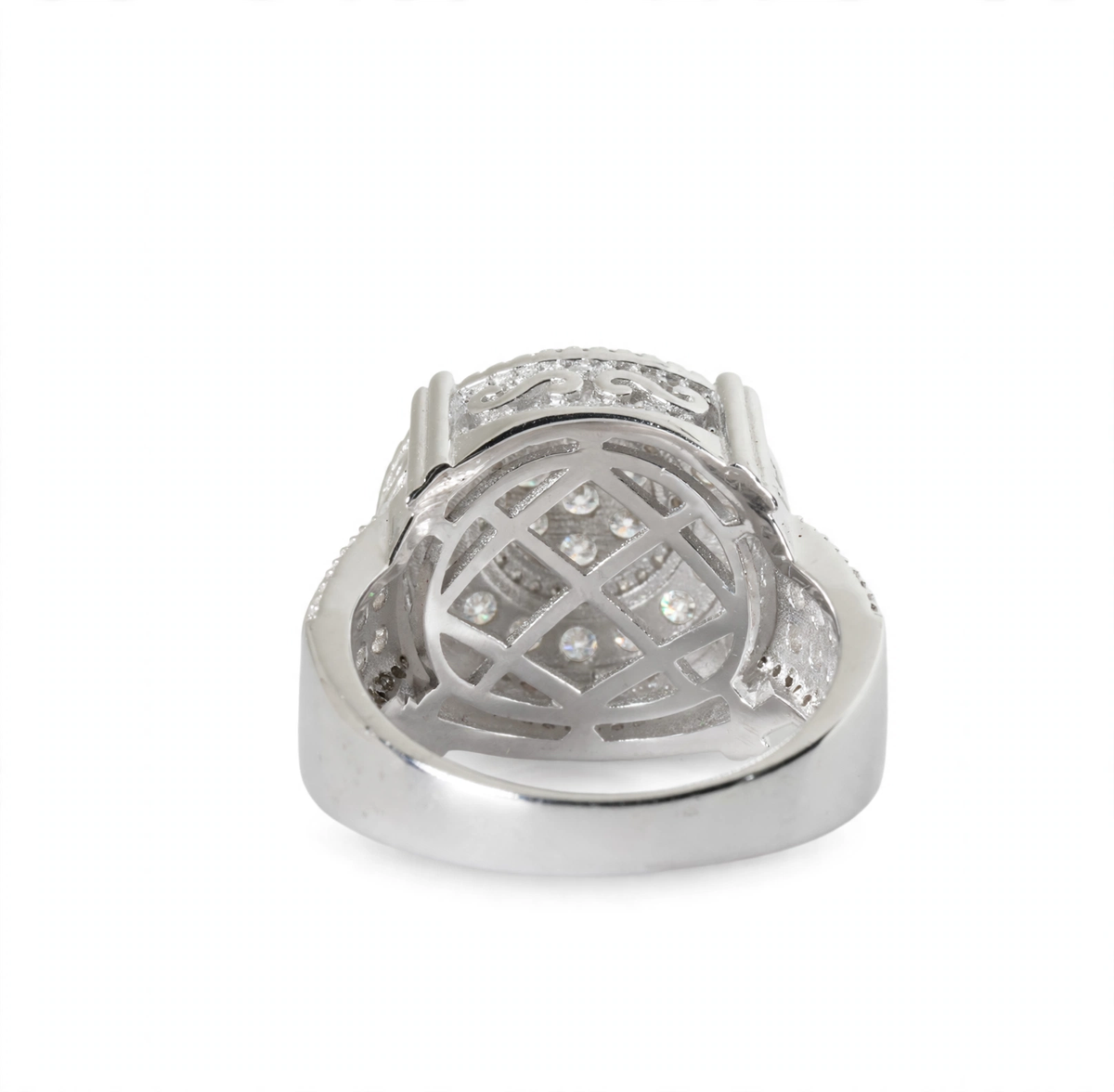 Men's 925 Sterling Silver Round Multi-Row Moissanite Cluster Ring 3.0ct Size 12 (6)