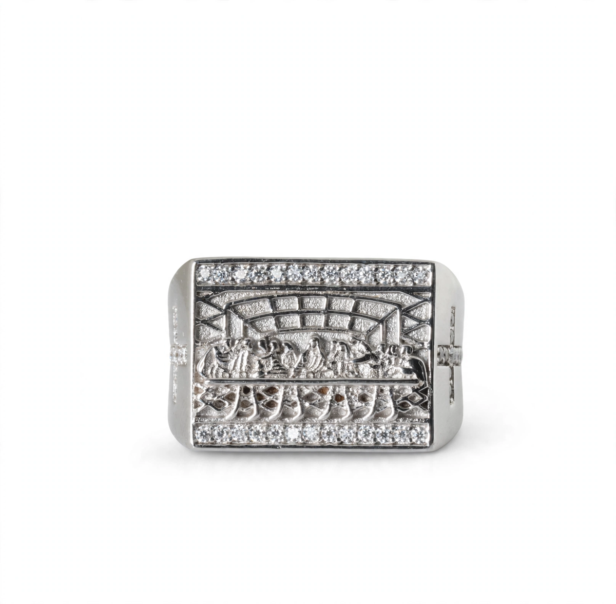Men's Rectangular Last Supper Moissanite 4ct 925 Sterling Silver Ring
