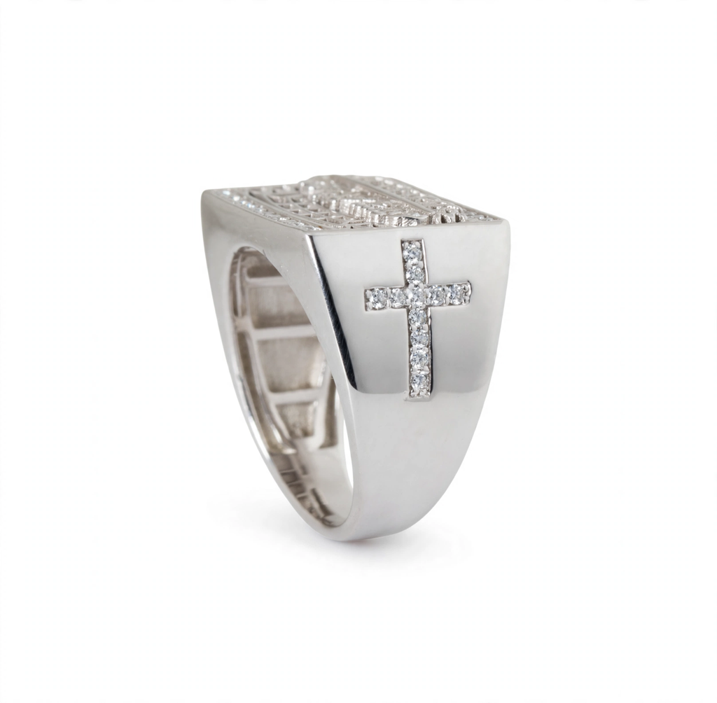 Men's Rectangular Last Supper Moissanite 4ct 925 Sterling Silver Ring (2)