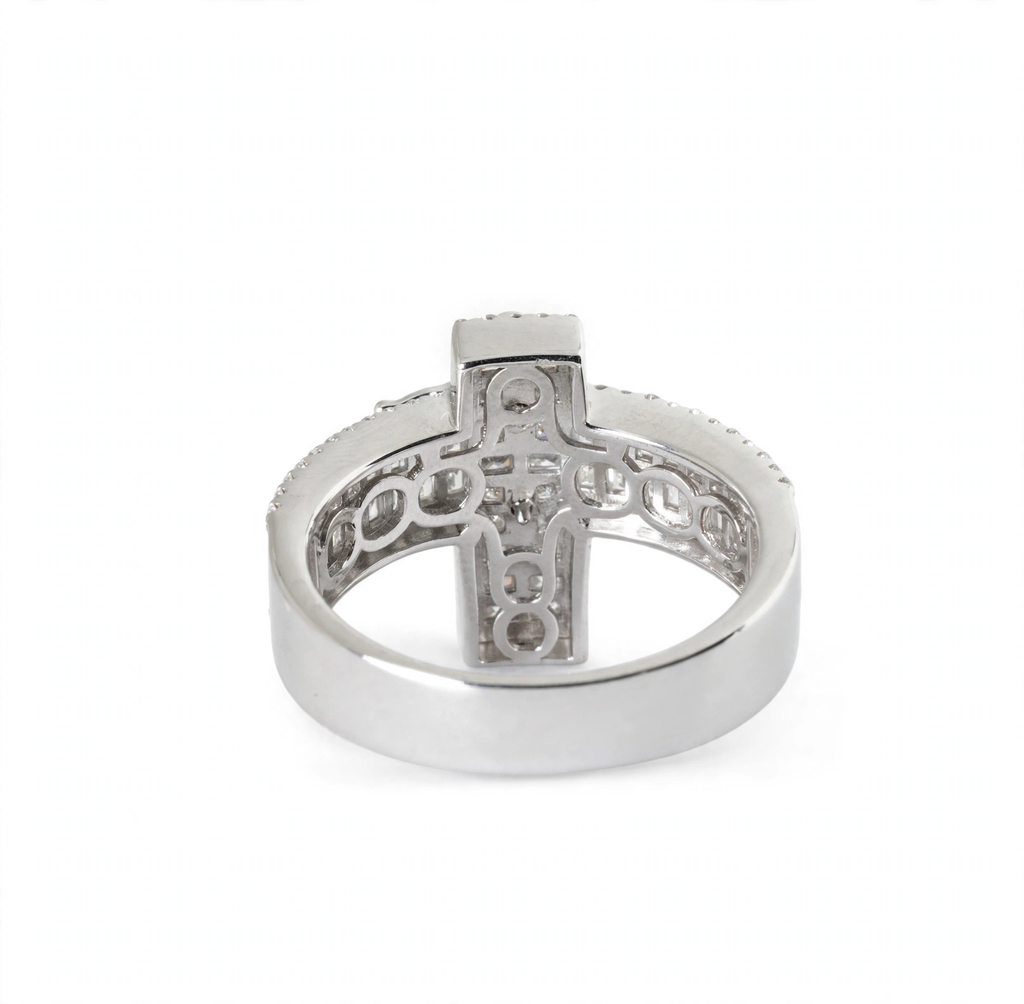 Men's 925 Sterling Silver Moissanite Crucifix Cross Statement Ring 4.00ct (2)