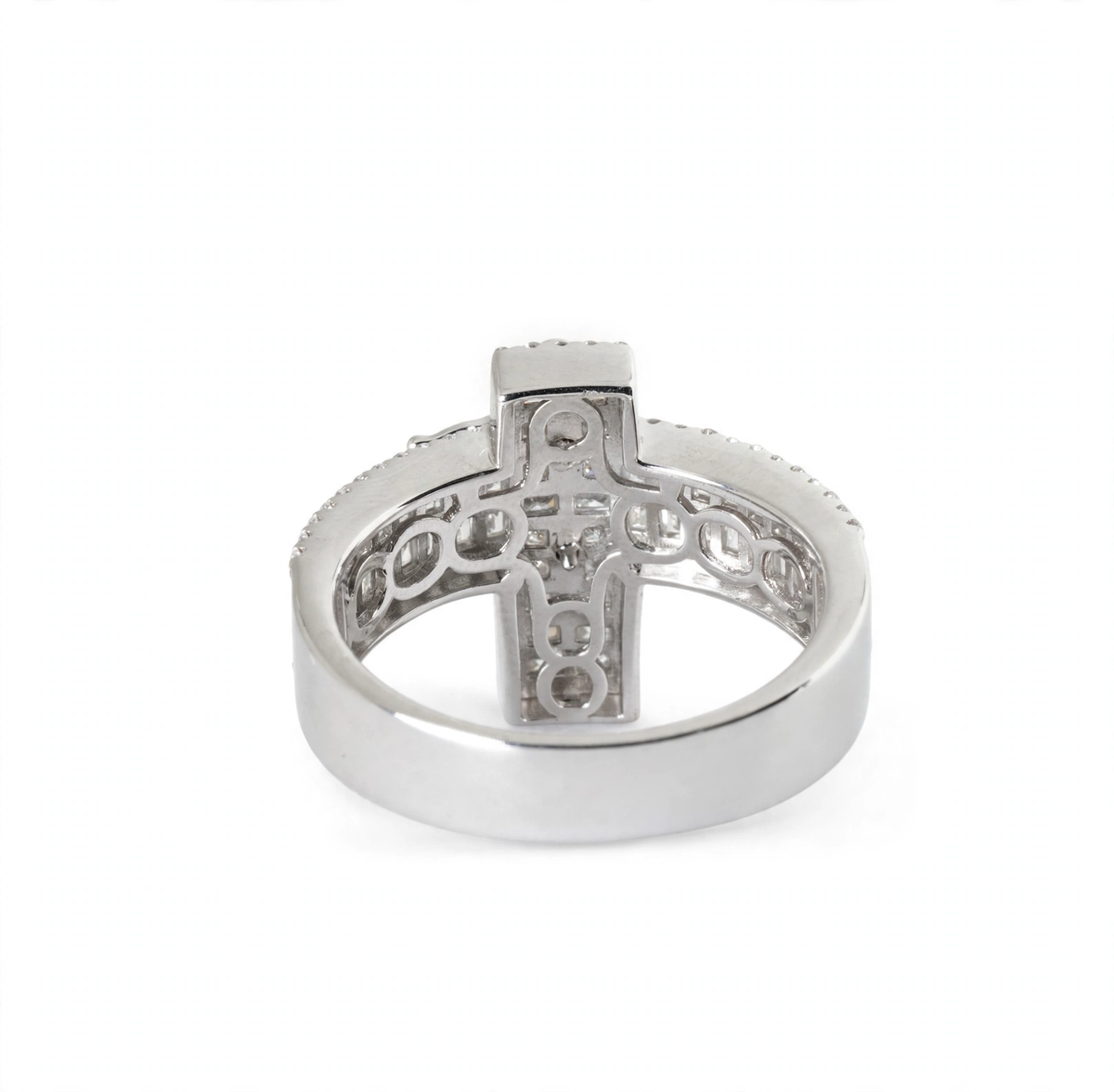 Men's 925 Sterling Silver Moissanite Crucifix Cross Statement Ring 4.00ct (2)