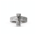 Men's 925 Sterling Silver Moissanite Crucifix Cross Statement Ring 4.00ct