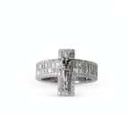 Men's 925 Sterling Silver Moissanite Crucifix Cross Statement Ring 4.00ct