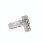 Men's 925 Sterling Silver Moissanite Crucifix Cross Statement Ring 4.00ct (3)