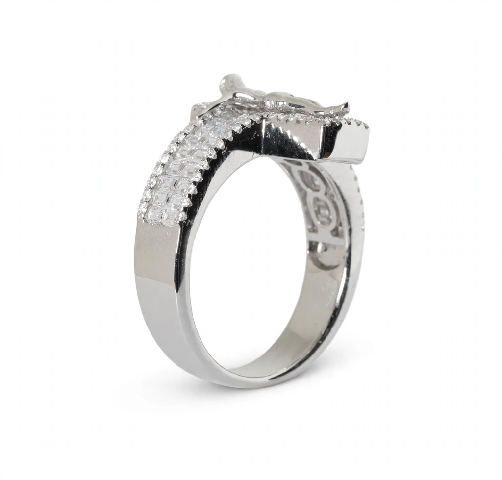 Men's 925 Sterling Silver Moissanite Crucifix Cross Statement Ring 4.00ct (4)