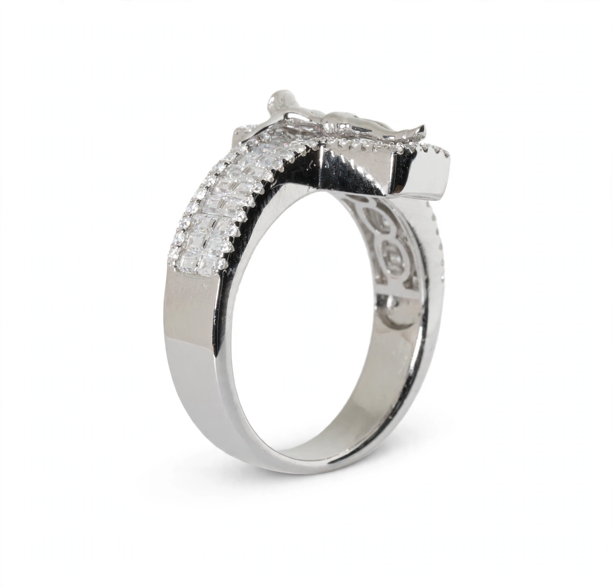Men's 925 Sterling Silver Moissanite Crucifix Cross Statement Ring 4.00ct (4)