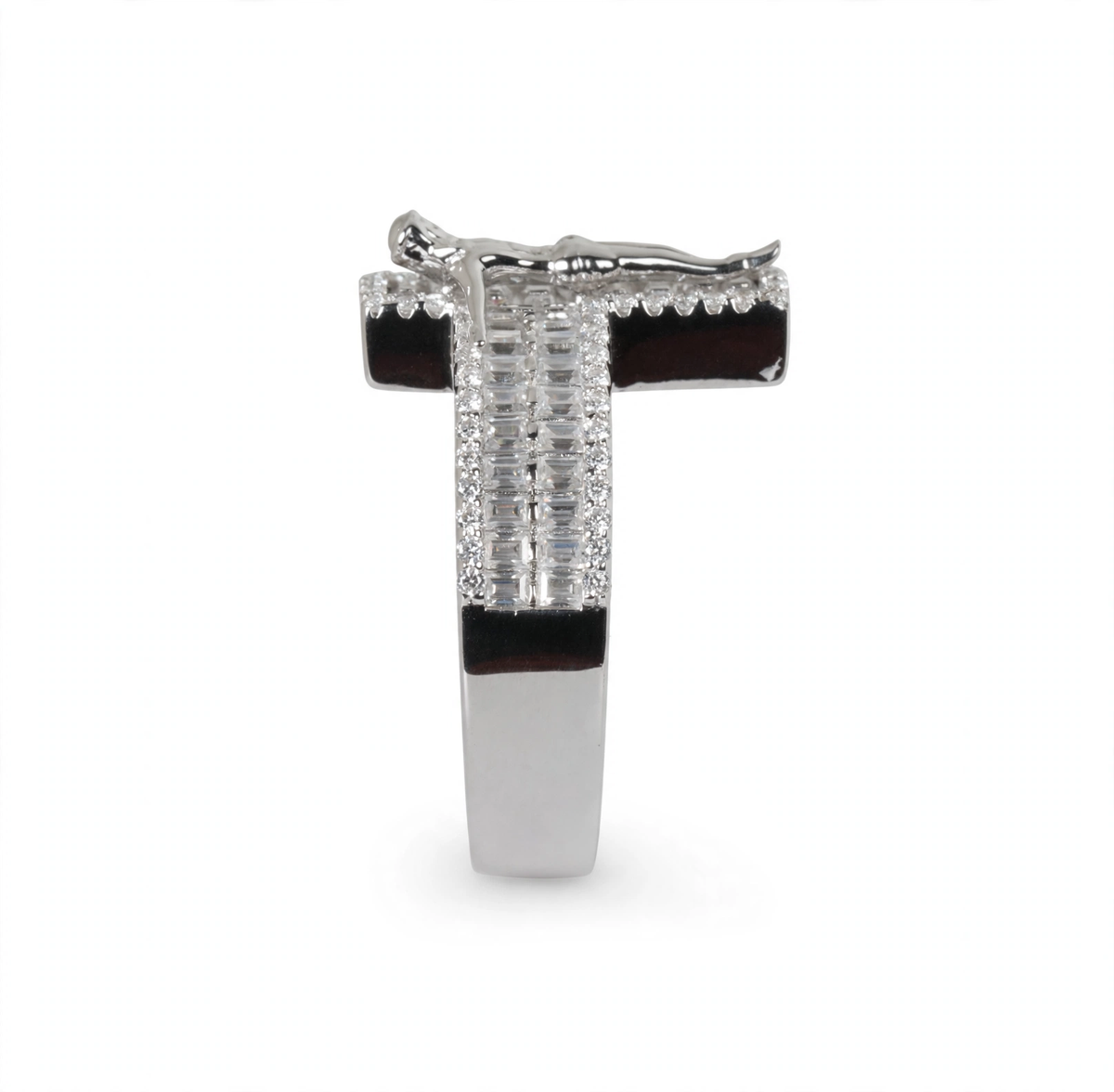 Men's 925 Sterling Silver Moissanite Crucifix Cross Statement Ring 4.00ct (5)