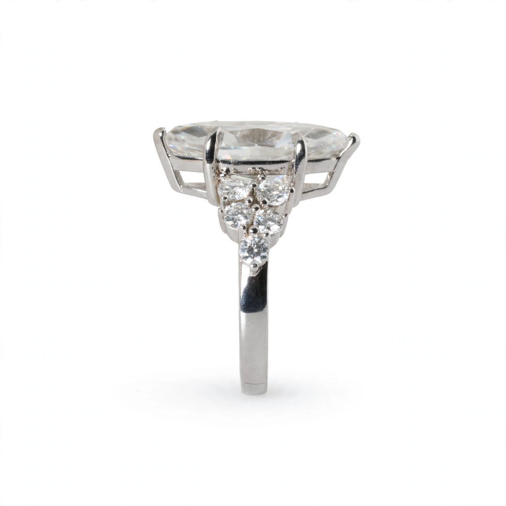 Marquise Cut 7ct Moissanite Cluster Accent 925 Sterling Silver Ring Size 7 (2)