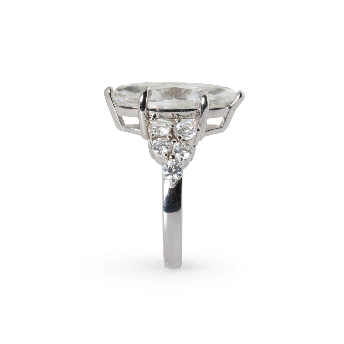 Marquise Cut 7ct Moissanite Cluster Accent 925 Sterling Silver Ring Size 7 (2)