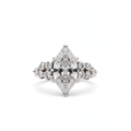 Marquise Cut 7ct Moissanite Cluster Accent 925 Sterling Silver Ring Size 7