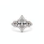 Marquise Cut 7ct Moissanite Cluster Accent 925 Sterling Silver Ring Size 7