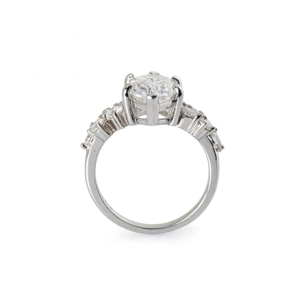 Marquise Cut 7ct Moissanite Cluster Accent 925 Sterling Silver Ring Size 7 (3)