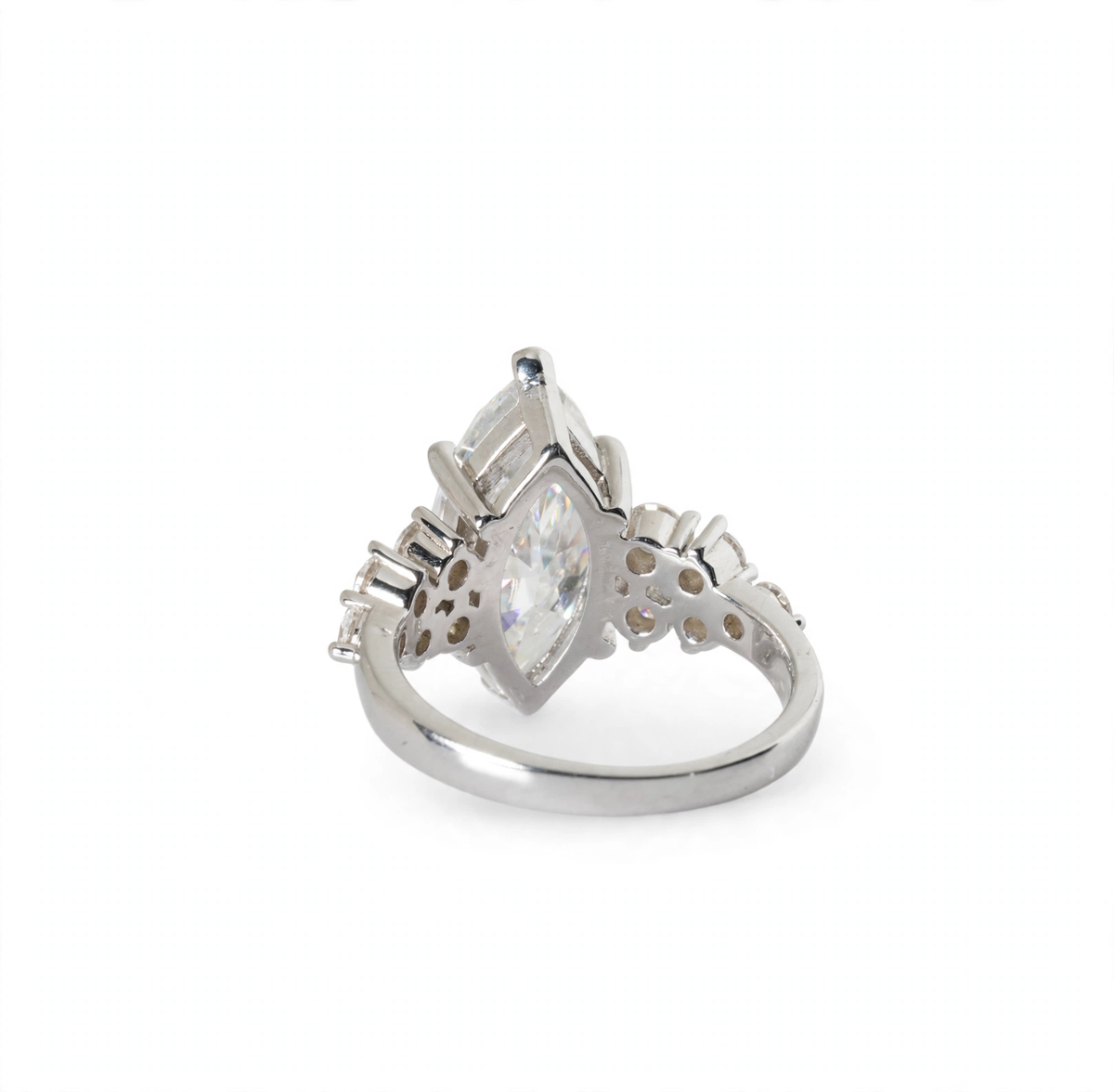 Marquise Cut 7ct Moissanite Cluster Accent 925 Sterling Silver Ring Size 7 (4)