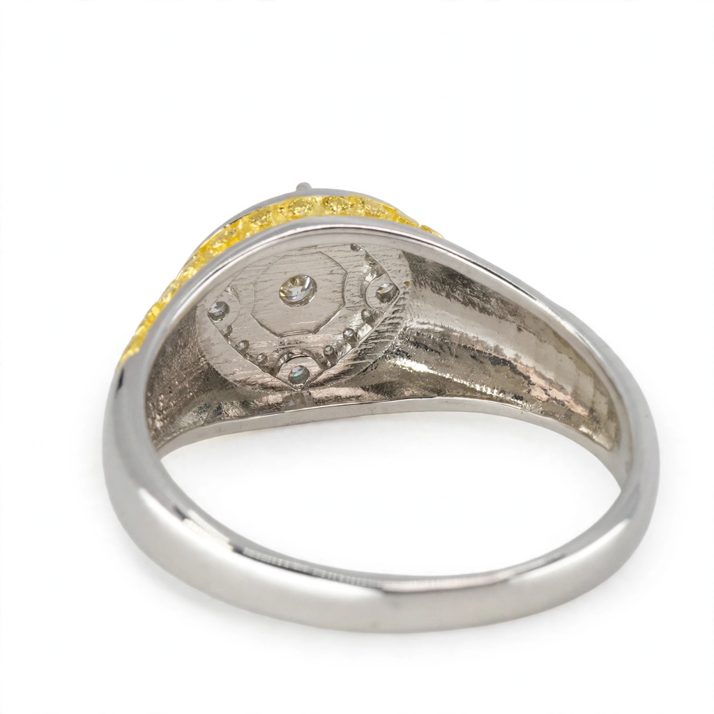 Two-Tone Silver Greek Key Signet Ring with Black Moissanite (2)