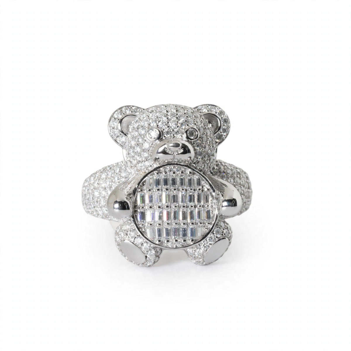 Teddy Bear Cocktail Ring in Silver with Moissanite (2)