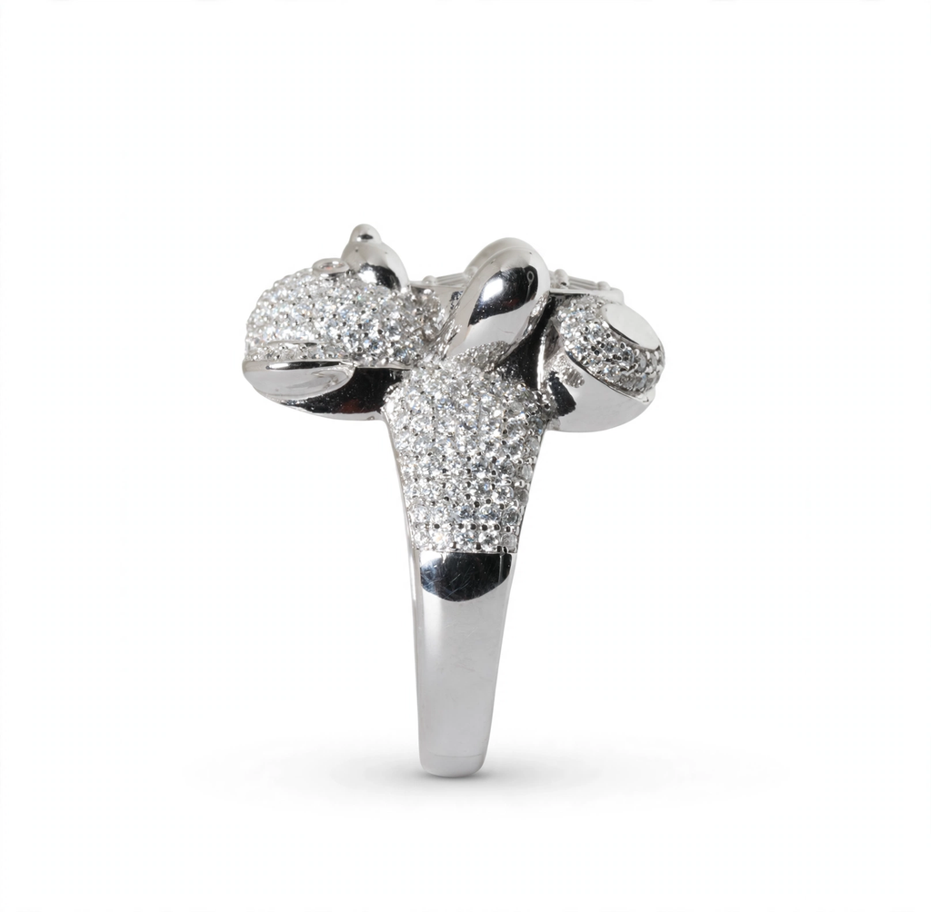 Teddy Bear Cocktail Ring in Silver with Moissanite (3)