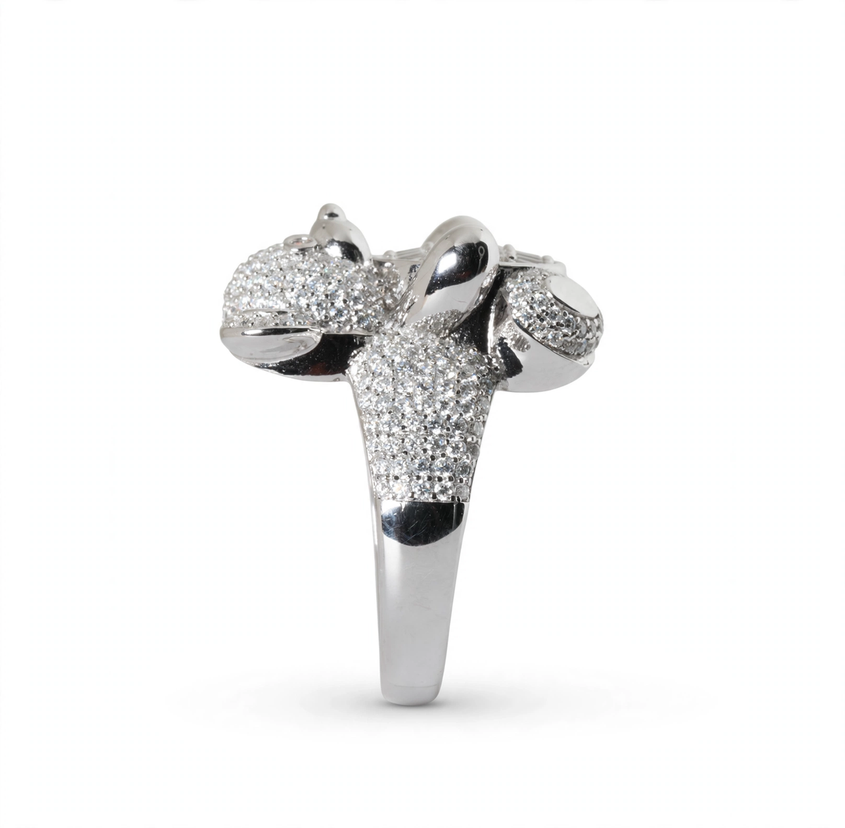 Teddy Bear Cocktail Ring in Silver with Moissanite (3)