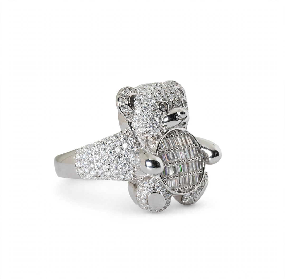 Teddy Bear Cocktail Ring in Silver with Moissanite (4)