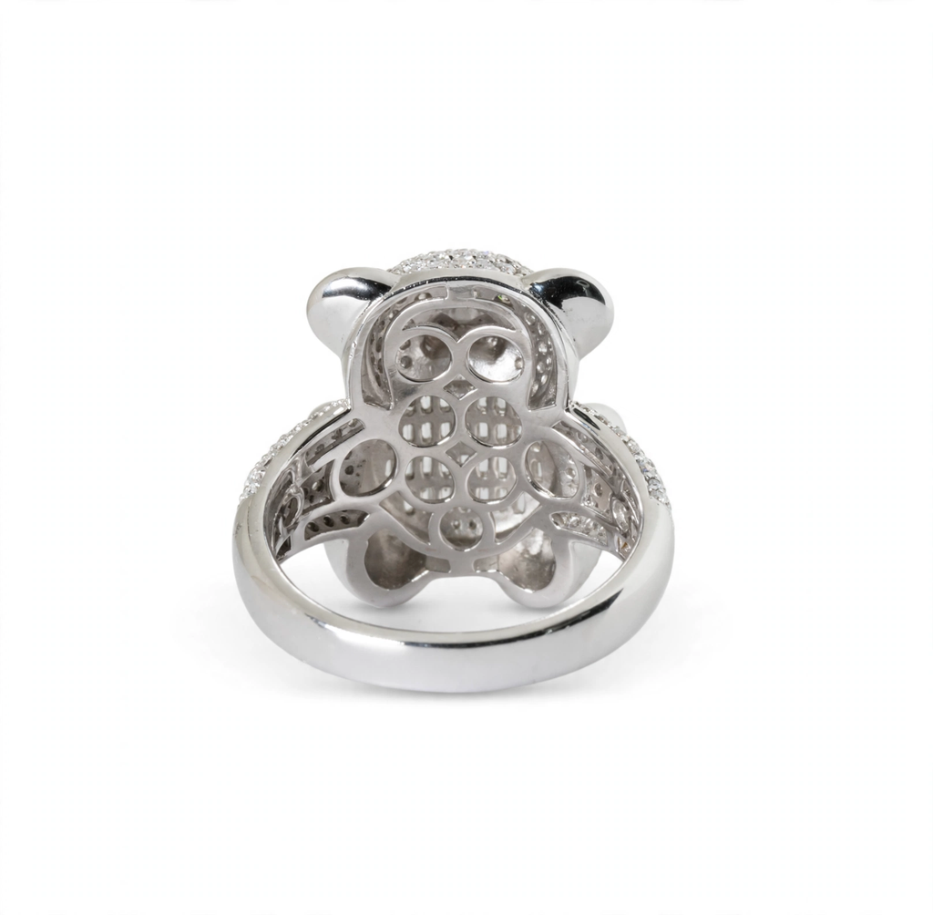 Teddy Bear Cocktail Ring in Silver with Moissanite (6)